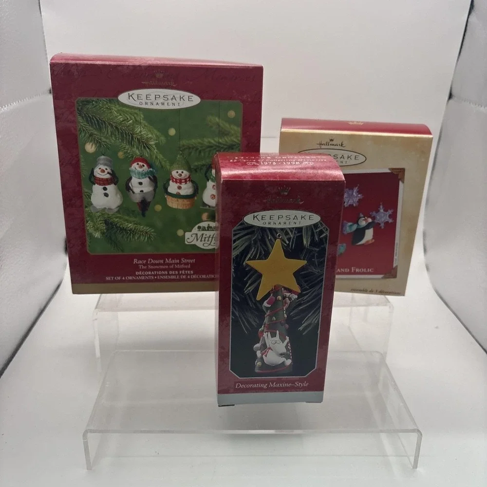 Hallmark Keepsake Ornaments~Lot of 3~Woodland Frolic/Maxine/Race Down Main St